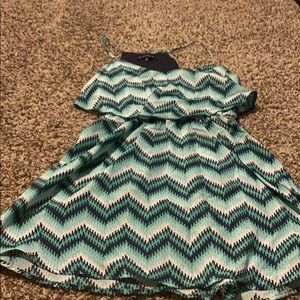 Blue and green chevron mini dress
